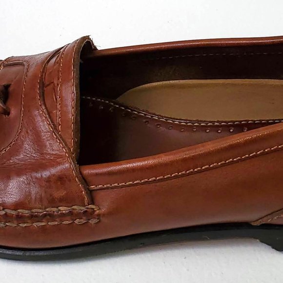 Genuine Johnston & Murphy Leather Brown Mens US 11.5 Woven Tassel Loafers Shoes main image 5